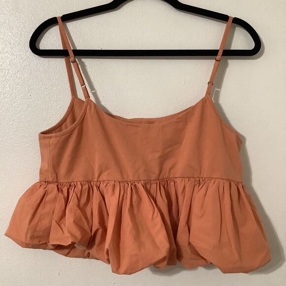 Maeve by Anthropologie Strappy Casual Orange Ruffled Bubble Hem Tank Top L - Picture 7 of 9